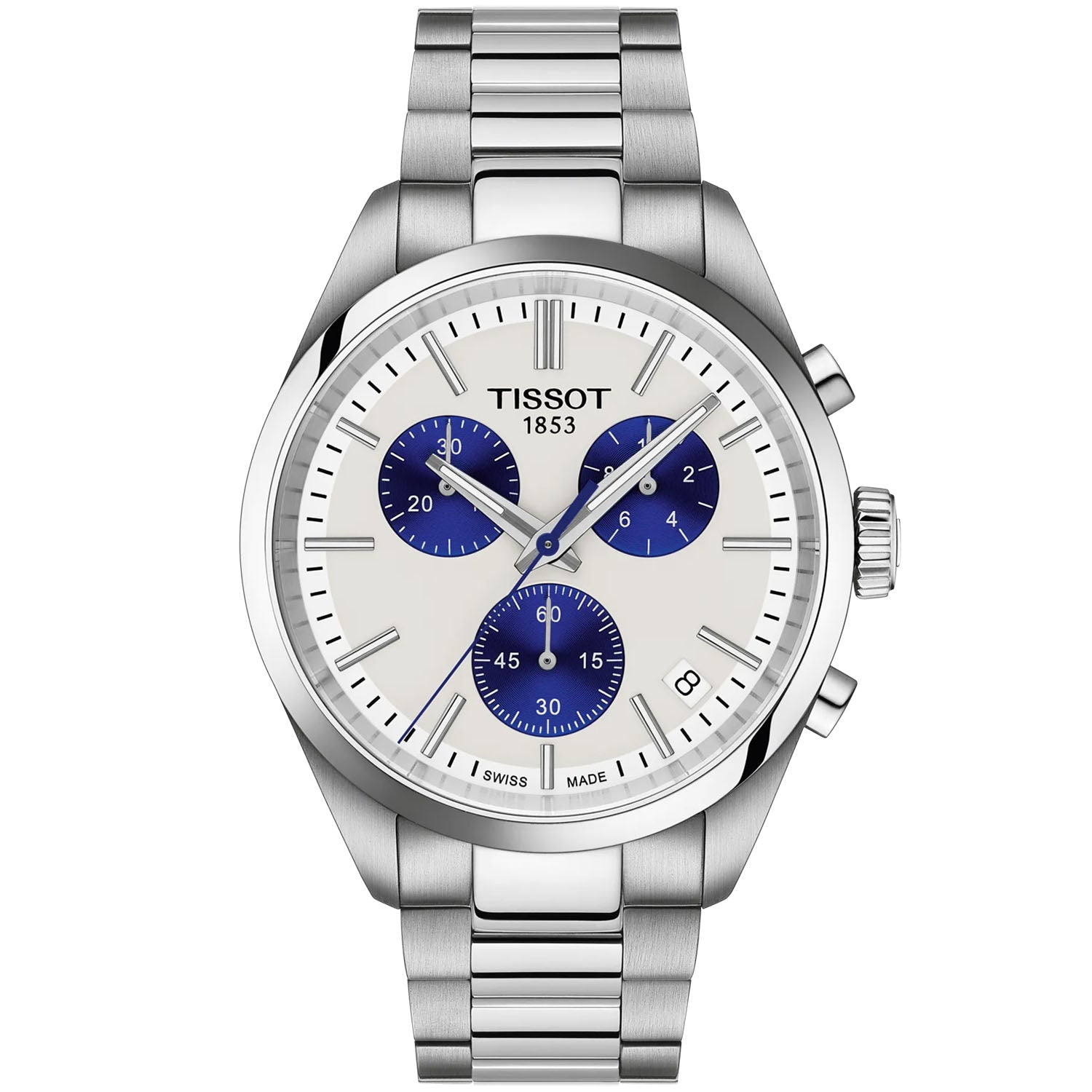 Tissot PR 100 Chronograph 40mm Men's Quartz White Dial Bracelet Watch - Berry's Jewellers