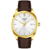 PR 100 40mm Yellow Gold PVD Silver Dial Brown Strap Mens Watch