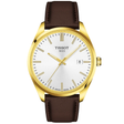 PR 100 40mm Yellow Gold PVD Silver Dial Brown Strap Mens Watch
