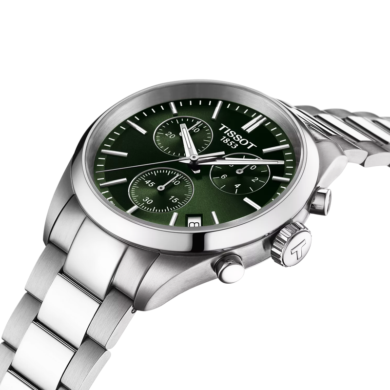 Tissot PR 100 40mm Green Dial Chronograph Mens Watch - Berry's Jewellers