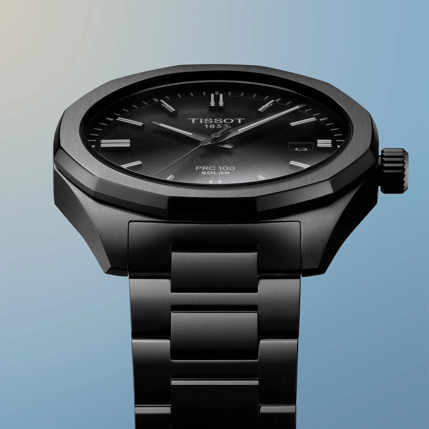 Tissot PRC 100 Solar 39mm Black PVD Bracelet Mens Watch - Berry's Jewellers
