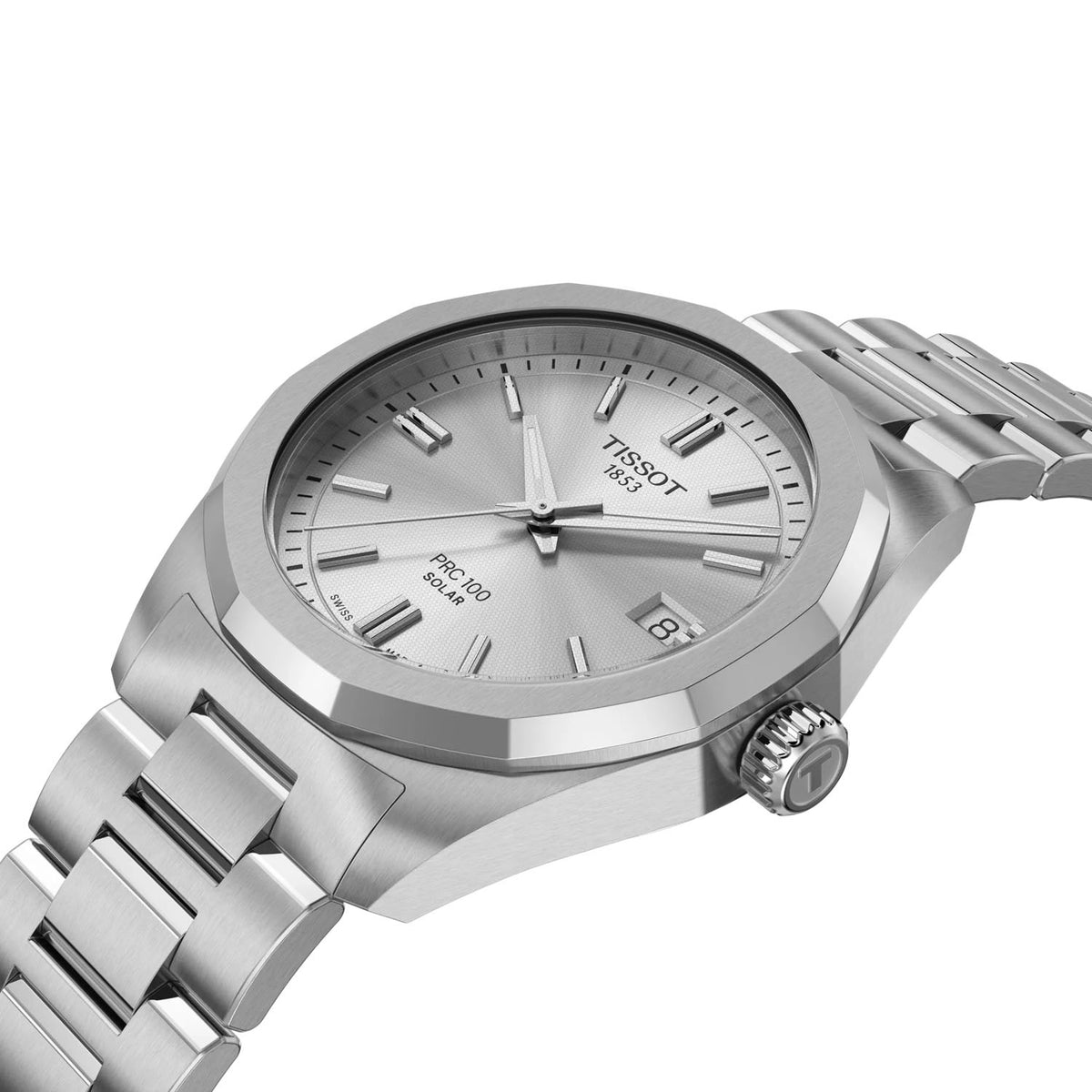 Tissot PRC 100 Solar Quartz 34mm Bracelet Watch - Berry's Jewellers