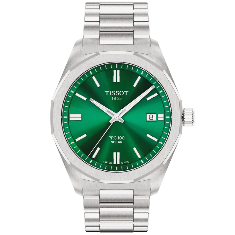 PRC 100 Solar 39mm Green Dial Steel Bracelet Watch