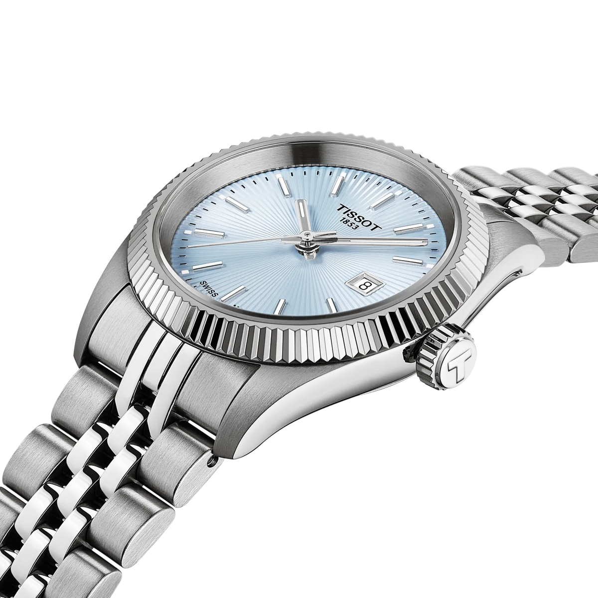 Tissot Ballade 30mm Ice Blue Dial Steel Bracelet Ladies Watch - Berry's Jewellers