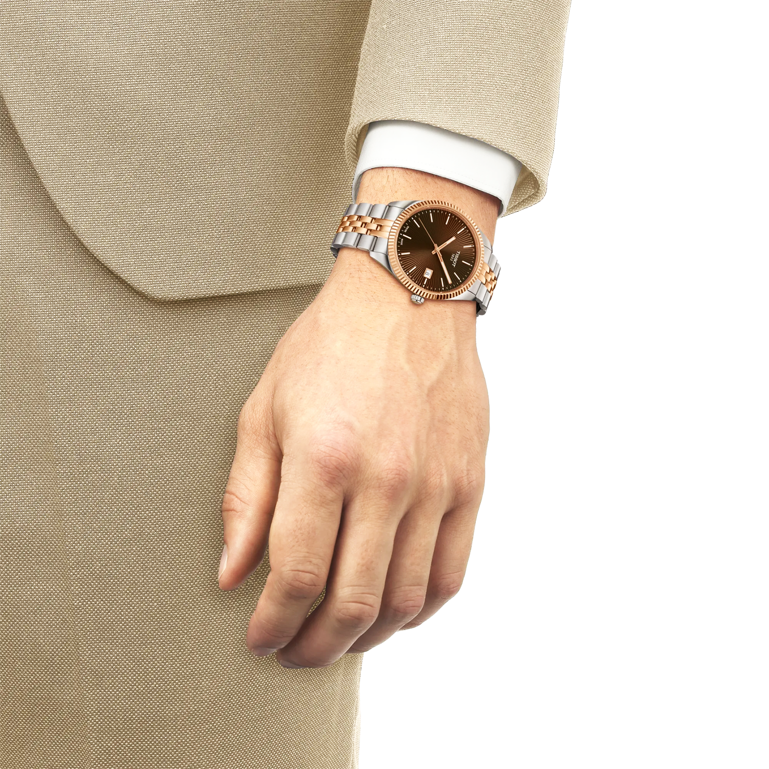 Tissot Ballade 40mm Brown Dial Two-Tone Bracelet Mens Watch - Berry's Jewellers