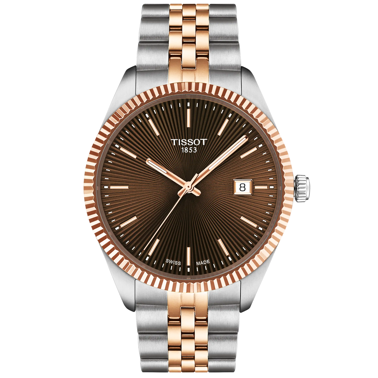 Tissot Ballade 40mm Brown Dial Two-Tone Bracelet Mens Watch - Berry's Jewellers