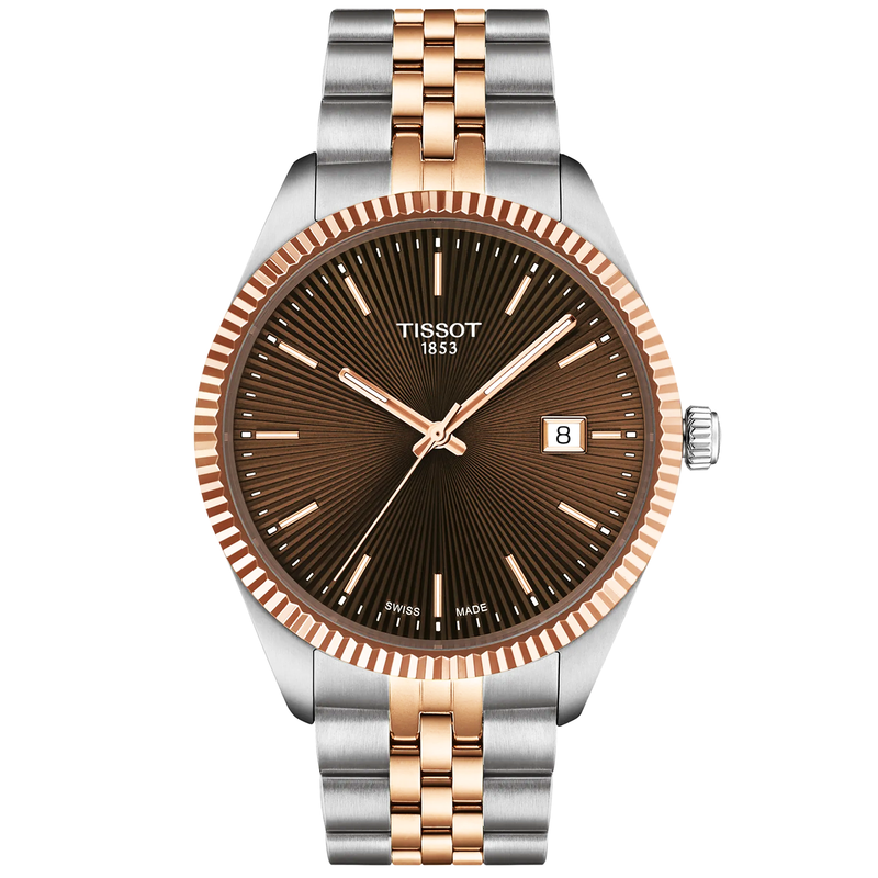 Tissot Ballade 40mm Brown Dial Two-Tone Bracelet Mens Watch - Berry's Jewellers