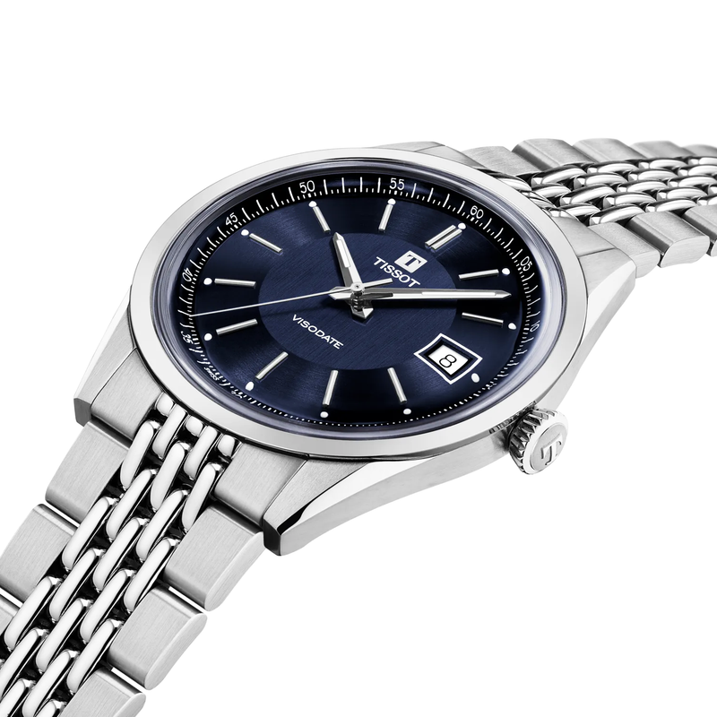 Tissot Visodate 39mm Blue Dial Steel Bracelet Mens Automatic Watch - Berry's Jewellers