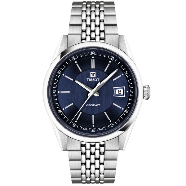 Tissot Visodate 39mm Blue Dial Steel Bracelet Mens Automatic Watch - Berry's Jewellers