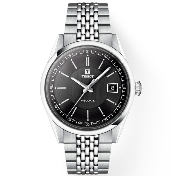 Tissot Visodate 39mm Black Dial Steel Bracelet Mens Automatic Watch - Berry's Jewellers