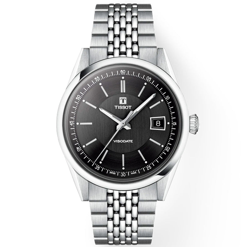 Tissot Visodate 39mm Black Dial Steel Bracelet Mens Automatic Watch - Berry's Jewellers