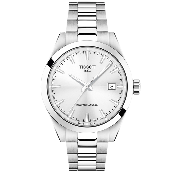 Tissot Gentleman 38mm Silver Dial Steel Bracelet Mens Automatic Watch - Berry's Jewellers