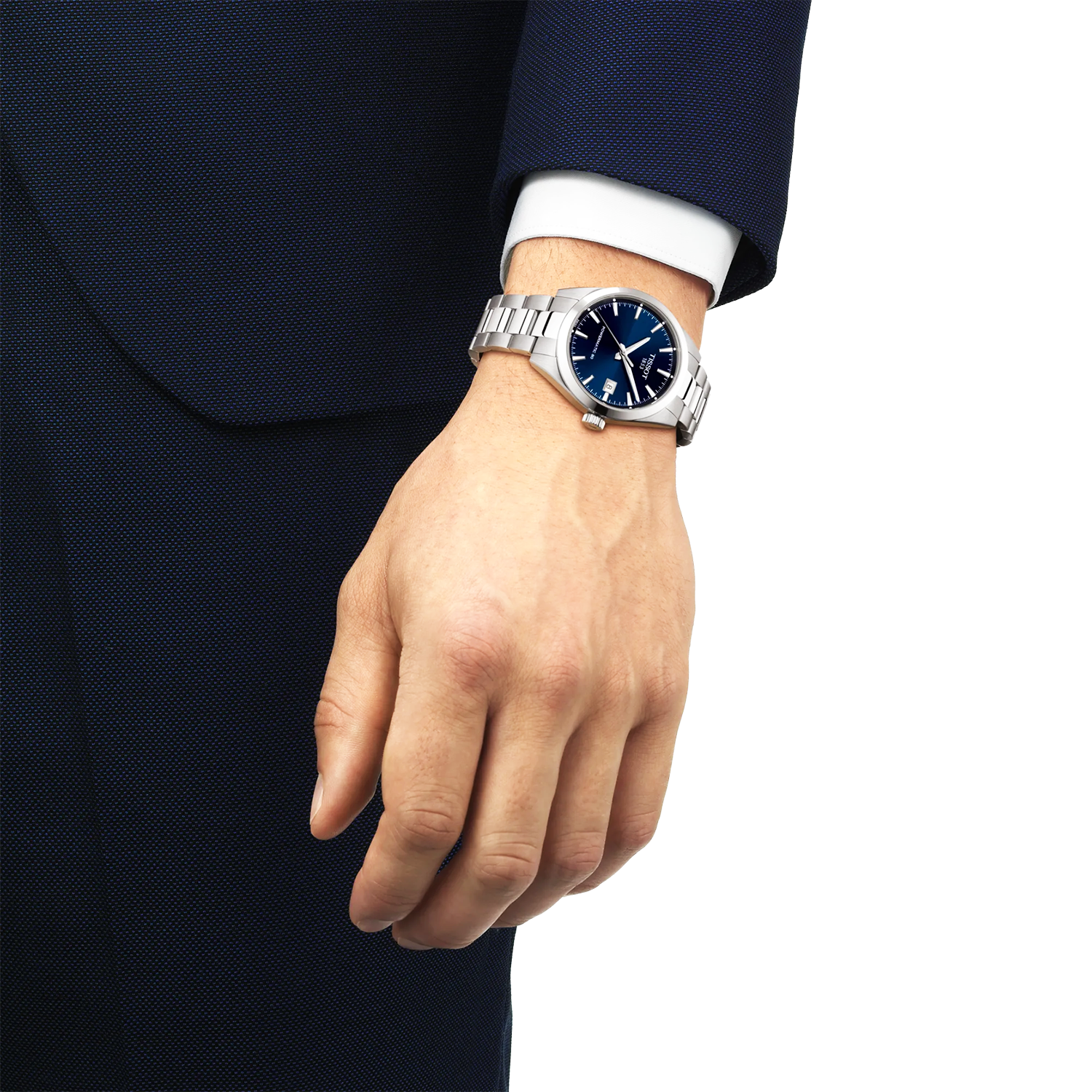 Tissot Gentleman 38mm Blue Dial Steel Bracelet Automatic Mens Watch - Berry's Jewellers