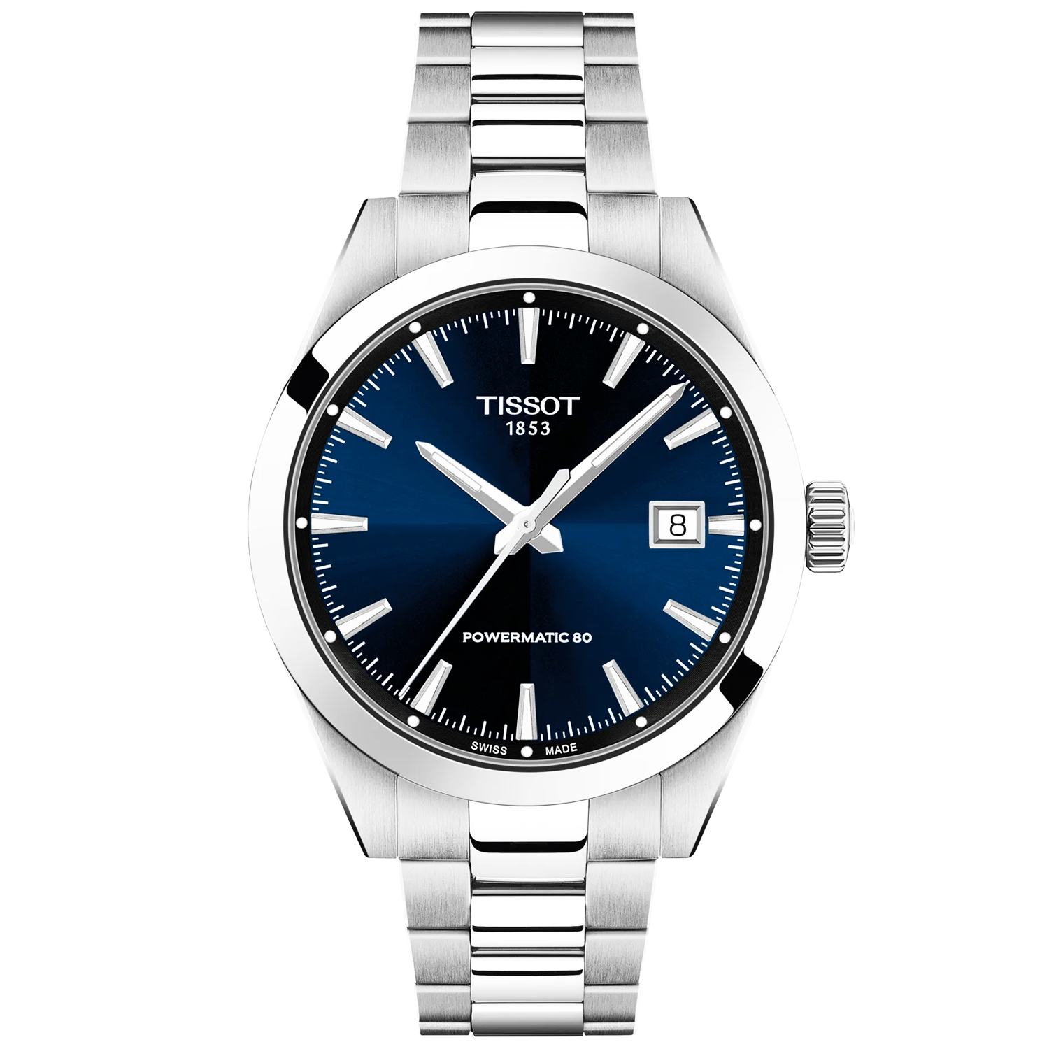 Tissot Gentleman 38mm Blue Dial Steel Bracelet Automatic Mens Watch - Berry's Jewellers