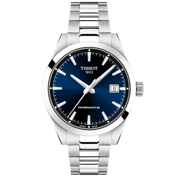 Tissot Gentleman 38mm Blue Dial Steel Bracelet Automatic Mens Watch - Berry's Jewellers