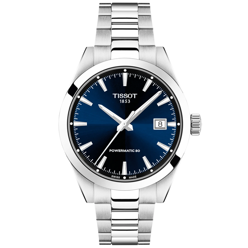 Tissot Gentleman 38mm Blue Dial Steel Bracelet Automatic Mens Watch - Berry's Jewellers