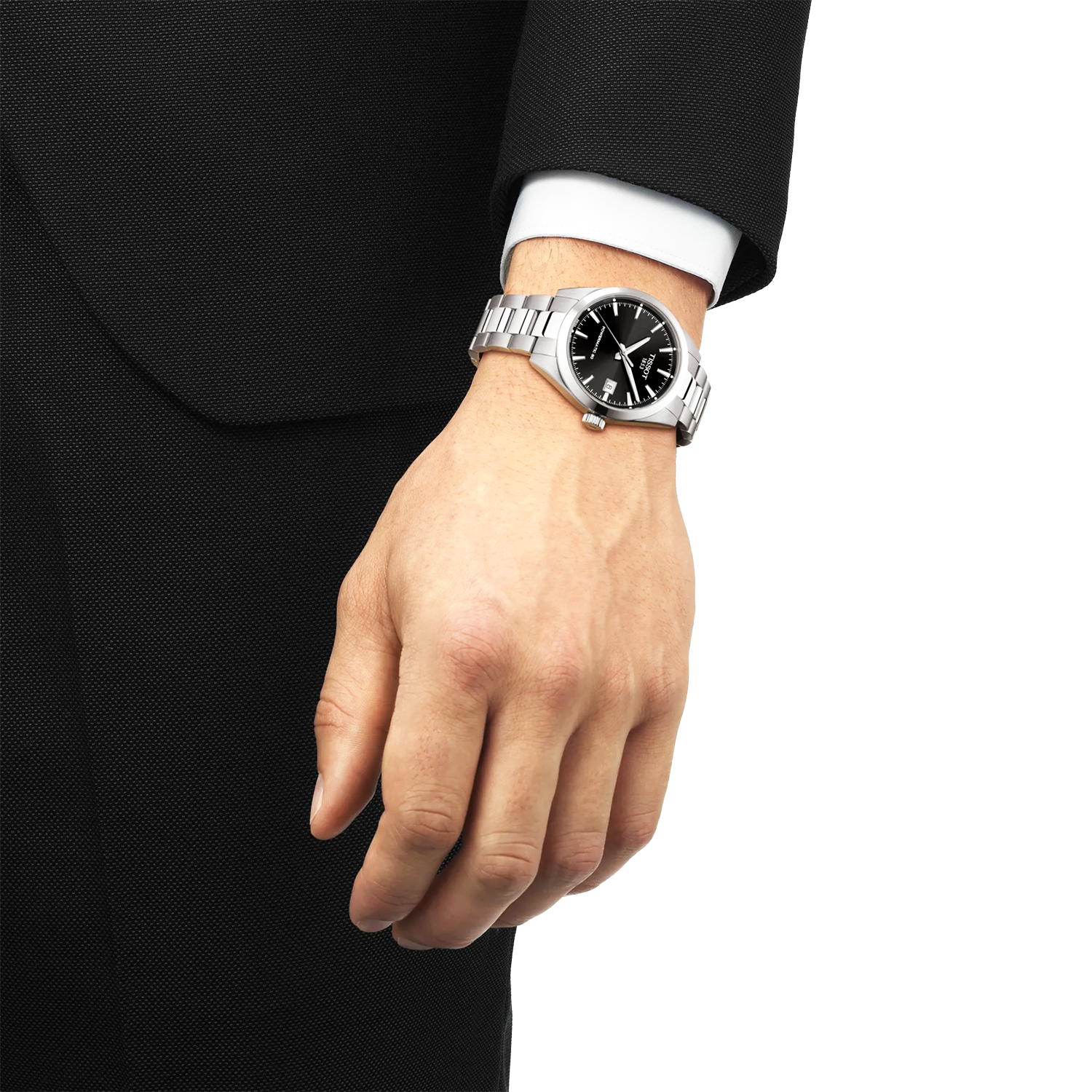 Tissot Gentleman 38mm Black Dial Steel Bracelet Automatic Mens Watch - Berry's Jewellers