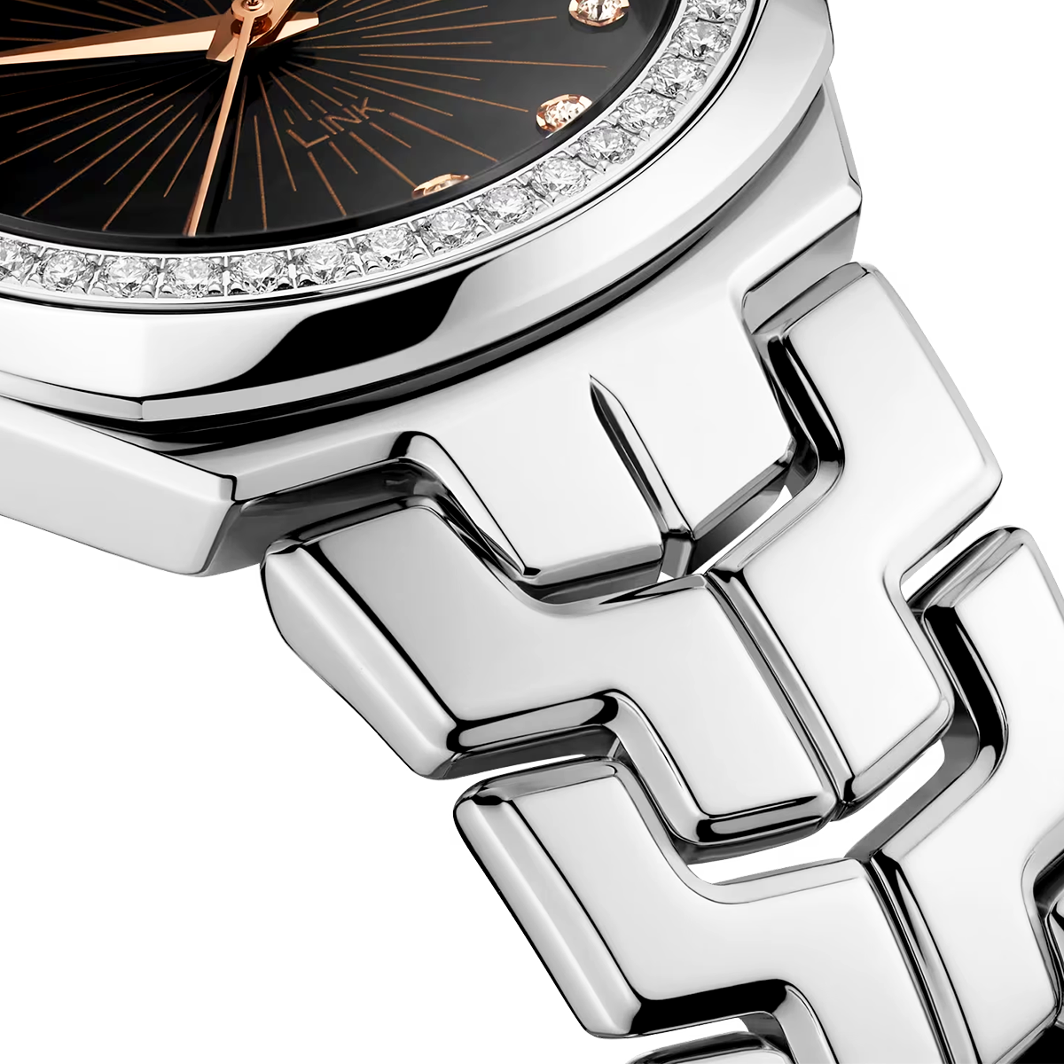 Link 32mm Black Diamond Dial & Bezel Ladies Bracelet Watch
