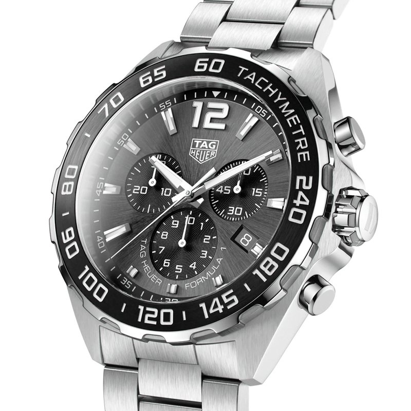 TAG Heuer Formula 1 43mm Anthracite/Black Dial Chronograph Watch - Berry's Jewellers