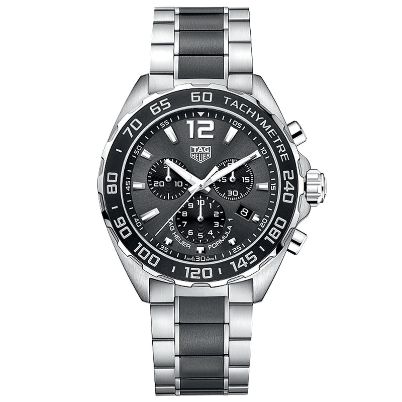 TAG Heuer Formula 1 43mm Anthracite/Black Dial Chronograph Bracelet Watch - Berry's Jewellers