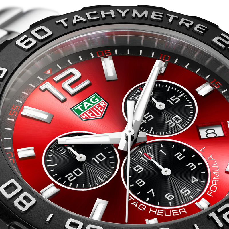 Formula 1 Chronograph 43mm Red Sunray Dial Mens Bracelet Watch