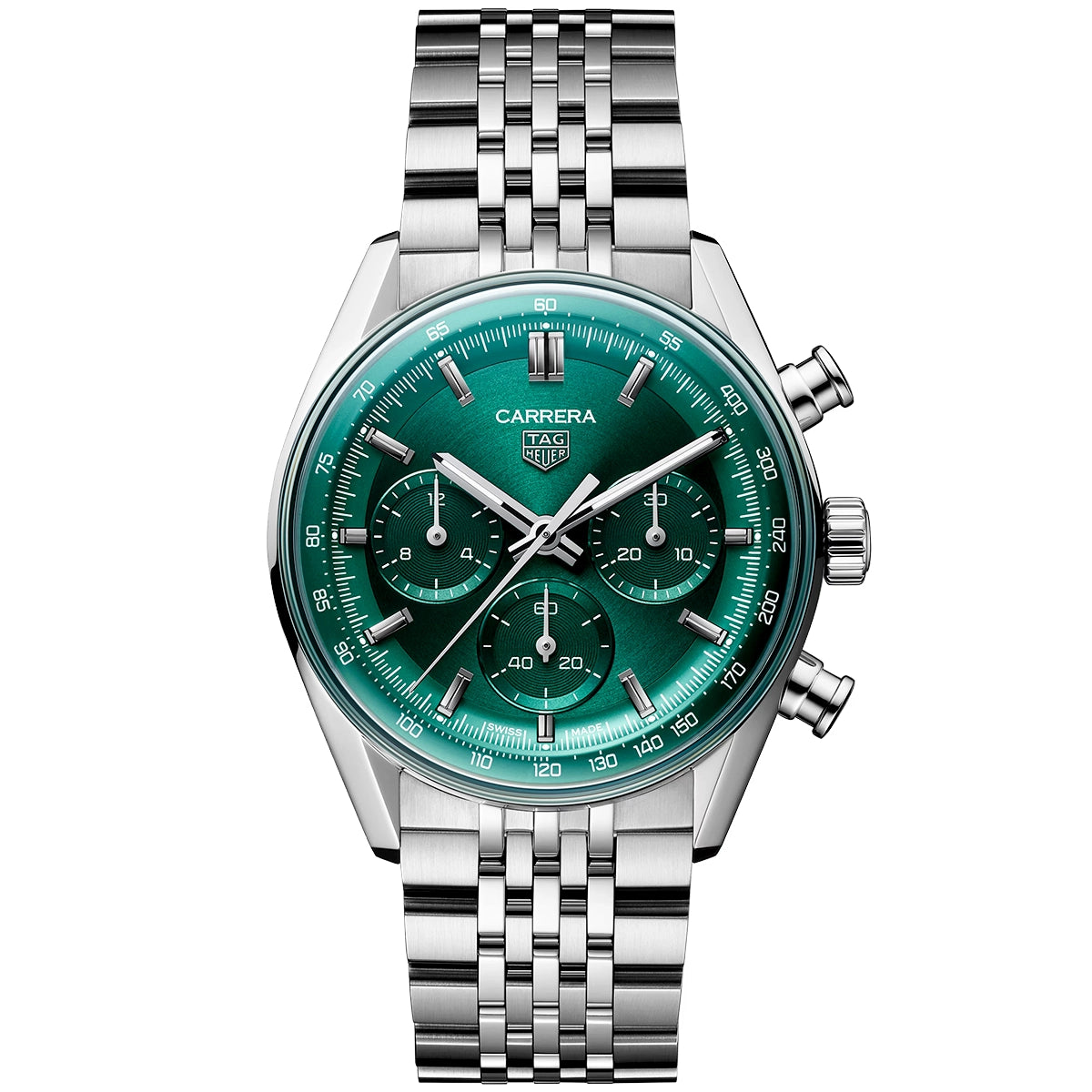 TAG Heuer Carrera 41mm Green Dial Automatic Chronograph Bracelet Watch - Berry's Jewellers