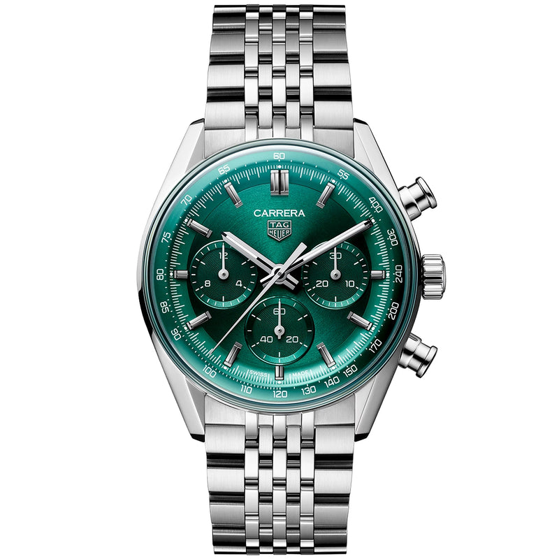 Carrera 41mm Green Dial Automatic Chronograph Bracelet Watch