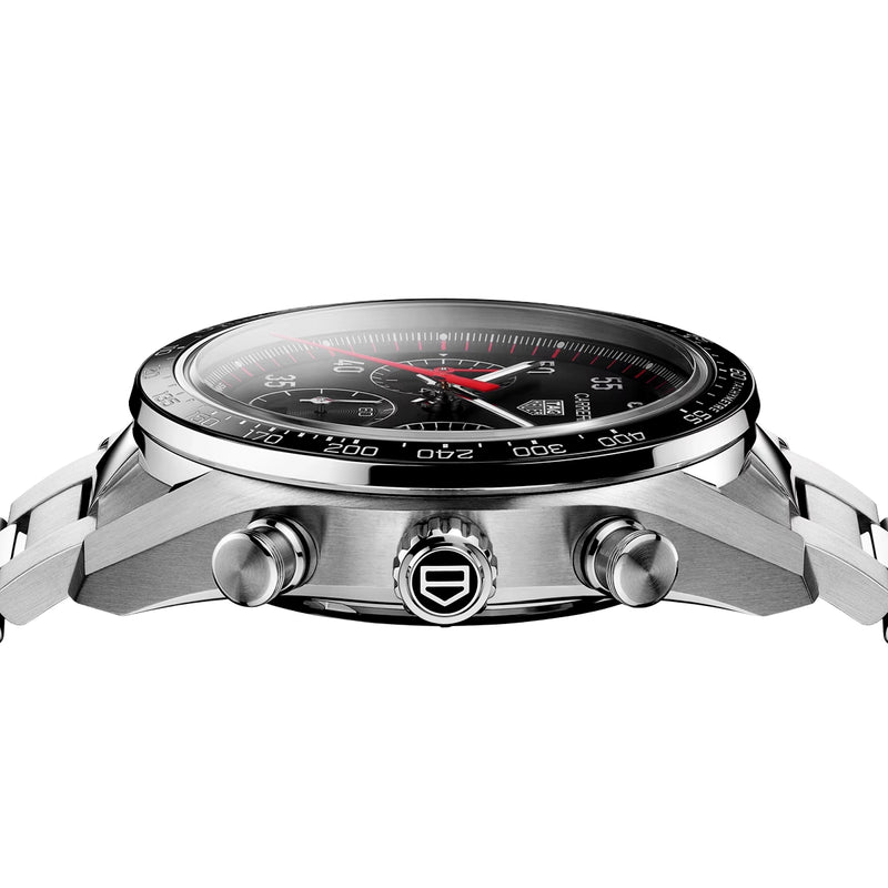 Carrera Chronograph Sport 42mm Black Dial Mens Bracelet Watch
