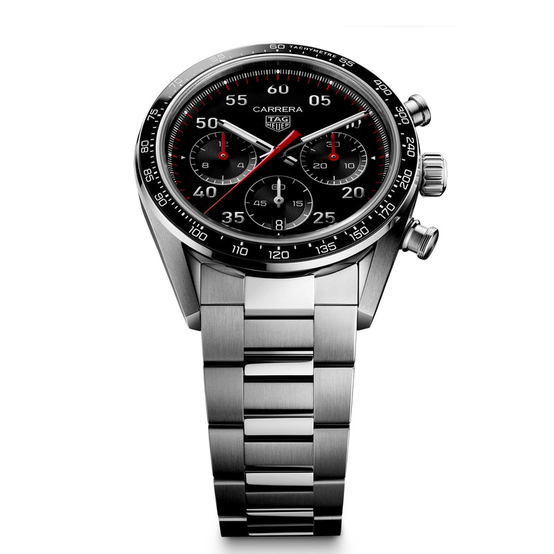 Carrera Chronograph Sport 42mm Black Dial Mens Bracelet Watch