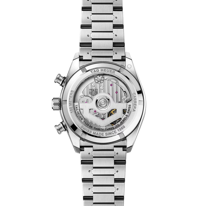 Carrera Chronograph Sport 42mm Silver 'Panda' Dial Mens Bracelet Watch