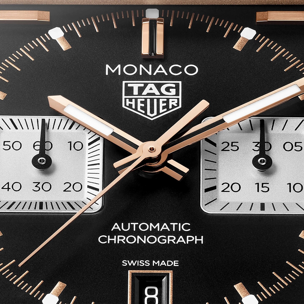 TAG Heuer Monaco Chronograph 39mm Titanium & 18ct Rose Gold Strap Watch - Berry's Jewellers