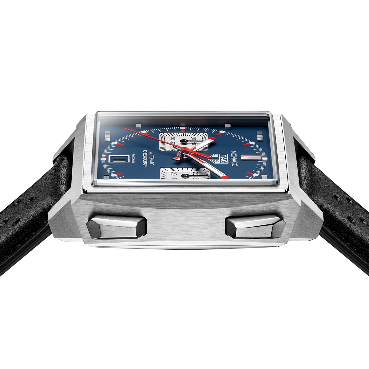 TAG Heuer Monaco Chronograph 39mm Titanium Blue Dial Automatic Strap Watch - Berry's Jewellers