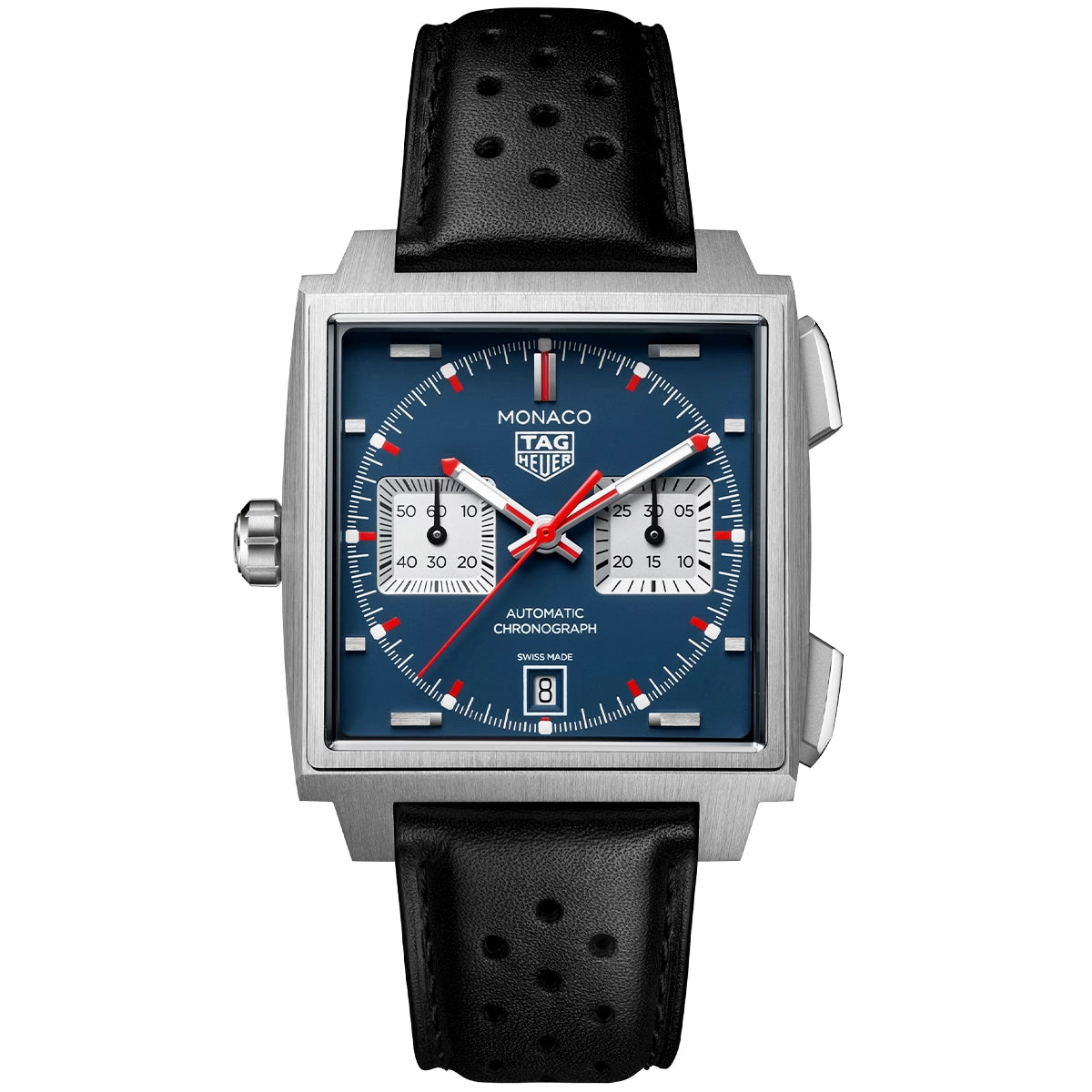 TAG Heuer Monaco Chronograph 39mm Titanium Blue Dial Automatic Strap Watch - Berry's Jewellers