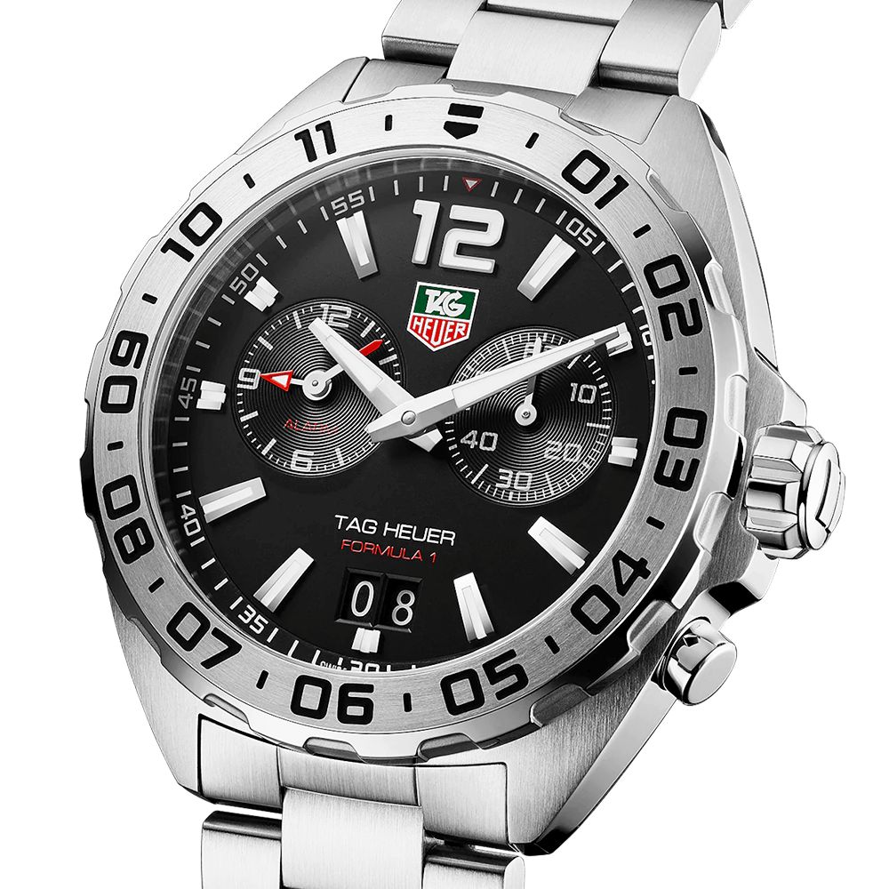 Formula 1 Date Alarm 41mm Black Dial Mens Bracelet Watch