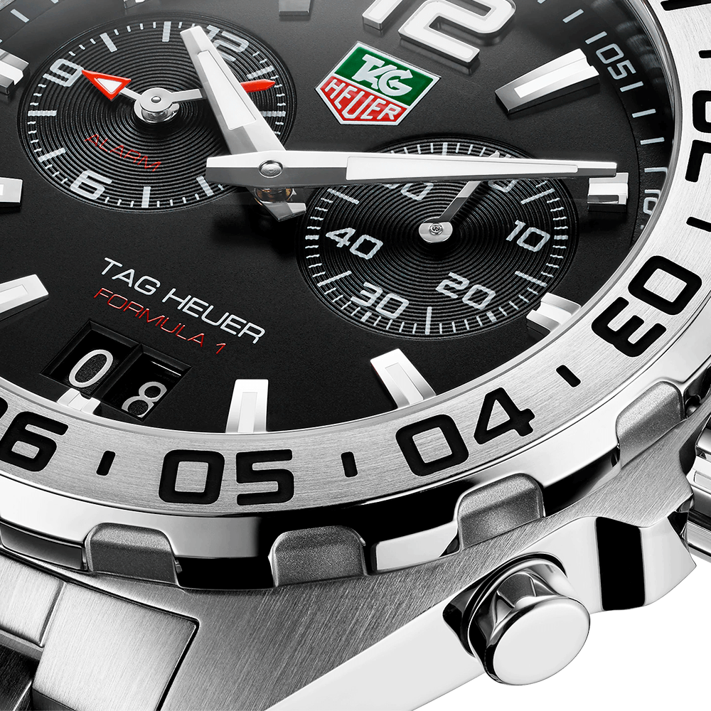 Formula 1 Date Alarm 41mm Black Dial Mens Bracelet Watch
