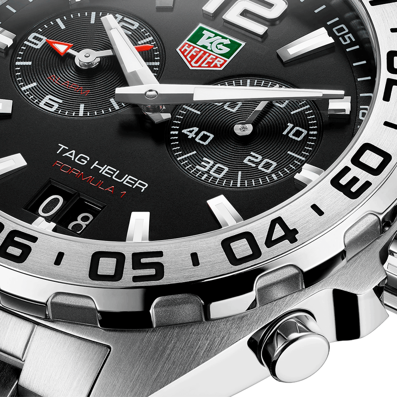 Formula 1 Date Alarm 41mm Black Dial Mens Bracelet Watch