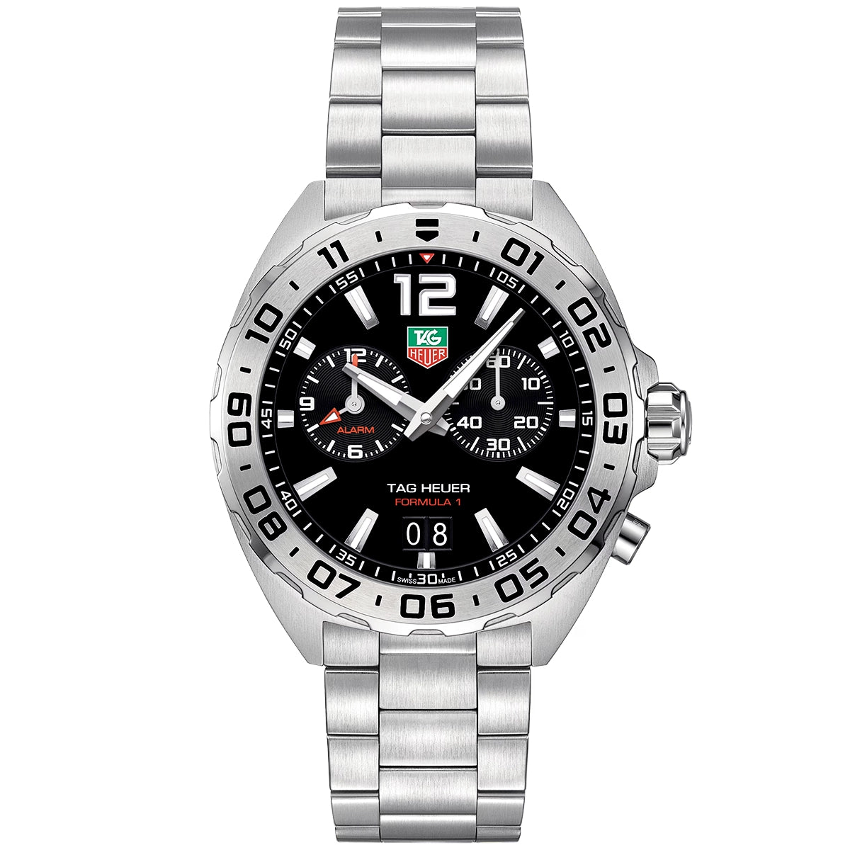 Formula 1 Date Alarm 41mm Black Dial Mens Bracelet Watch
