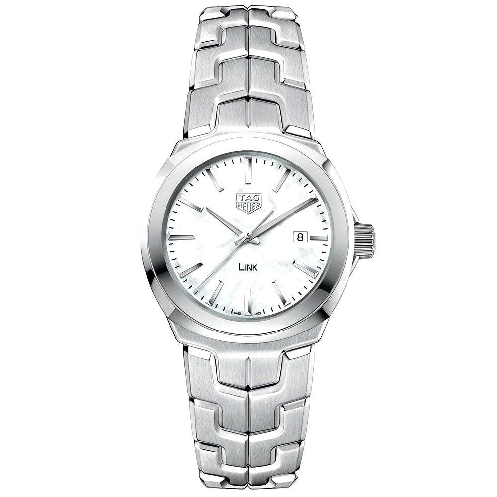Link Date 32mm White Mother of Pearl Dial Ladies Watch