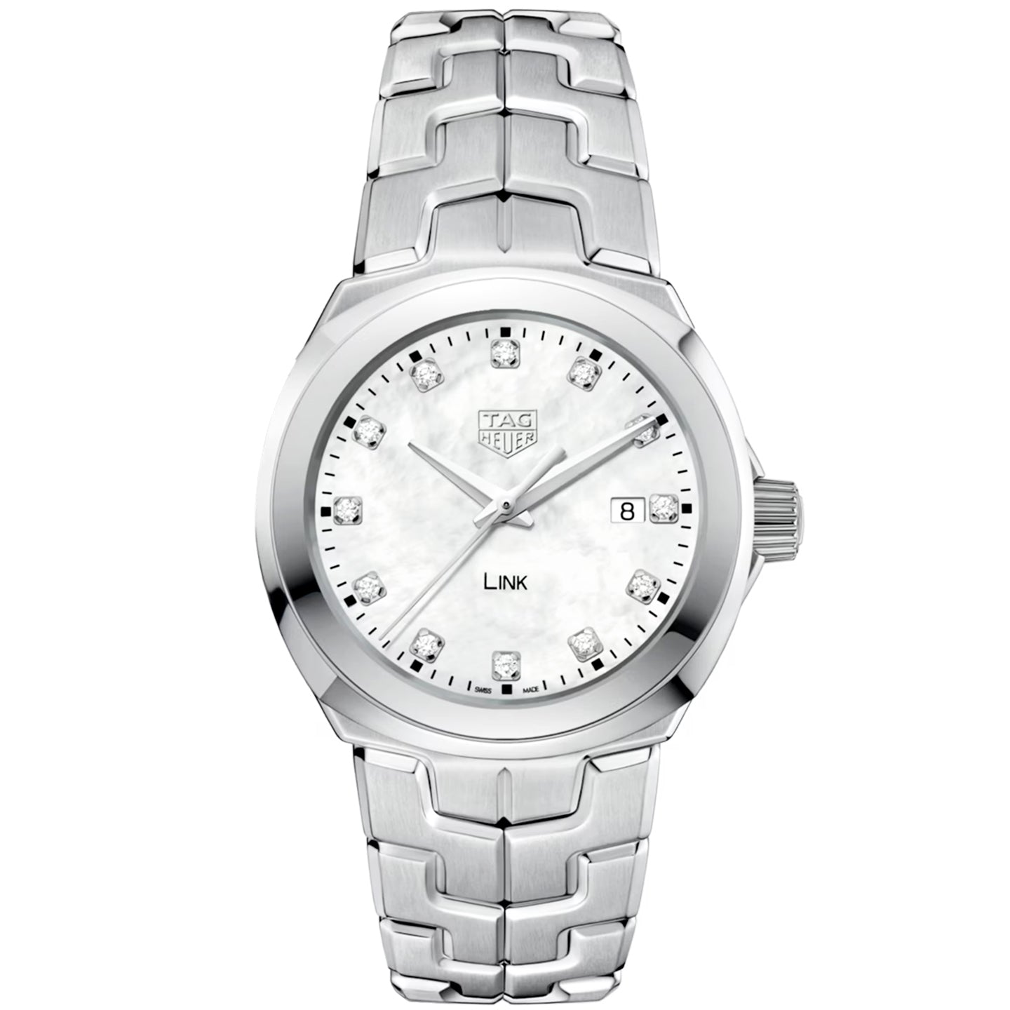 Link 32mm White Mother of Pearl Diamond Dial Ladies Bracelet Watch