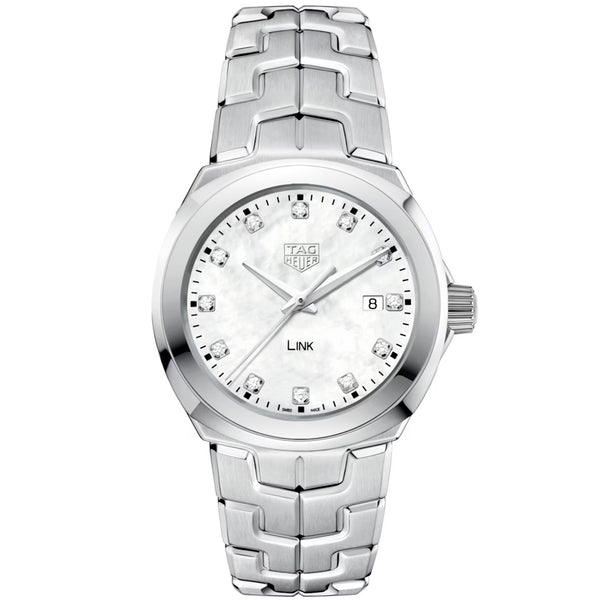 TAG Heuer Link 32mm White Mother of Pearl Diamond Dial Ladies Watch - Berry's Jewellers