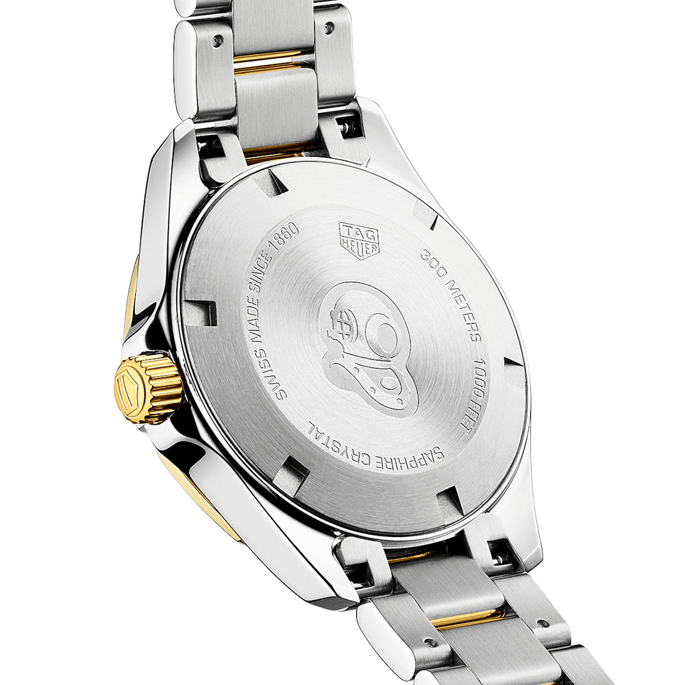 TAG Heuer Aquaracer 32mm Two-Tone White Mother of Pearl Diamond Dial Watch - Berry's Jewellers