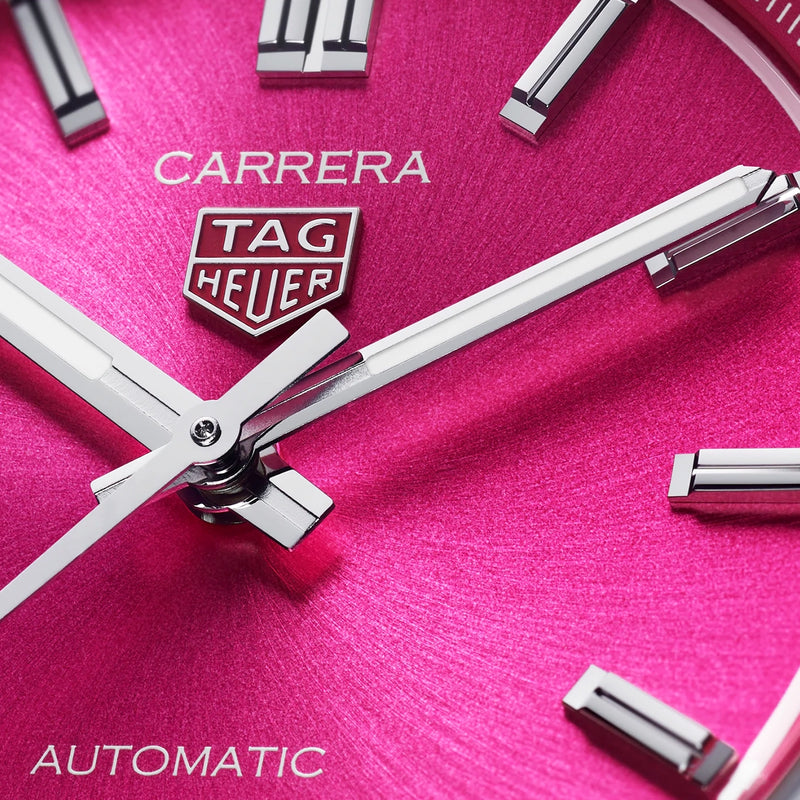 TAG Heuer Carrera Date 36mm Vibrant Pink Index Dial Ladies Bracelet Watch - Berry's Jewellers