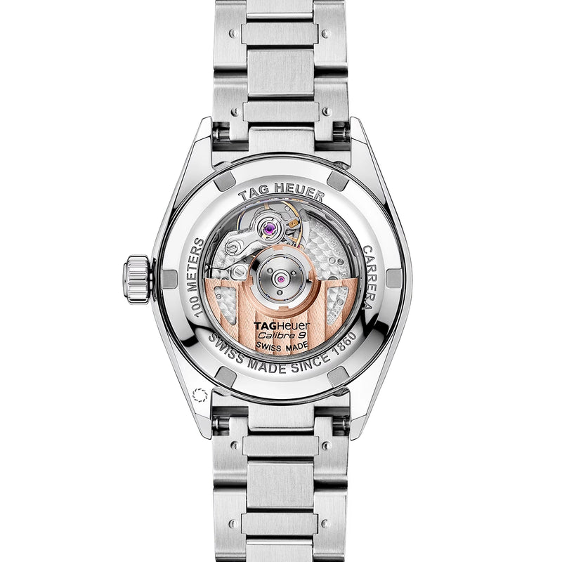 Carrera 29mm Pink Sunray Diamond Dial Ladies Automatic Bracelet Watch