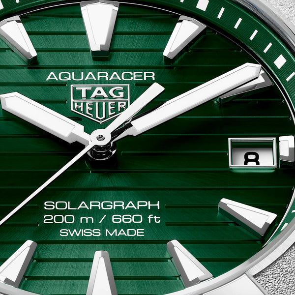 Aquaracer Professional 200 Solargraph 40mm Green Sunray Dial Bracelet Watch