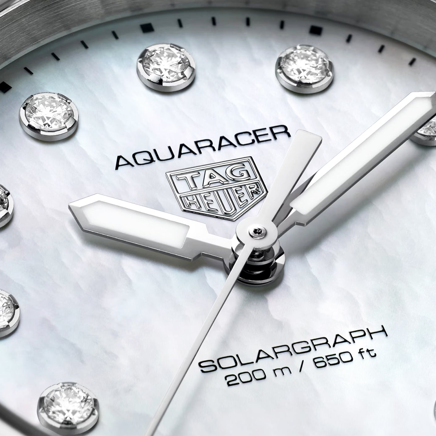 Aquaracer Professional 200 Solargraph 34mm Mother of Pearl Diamond Dial Watch