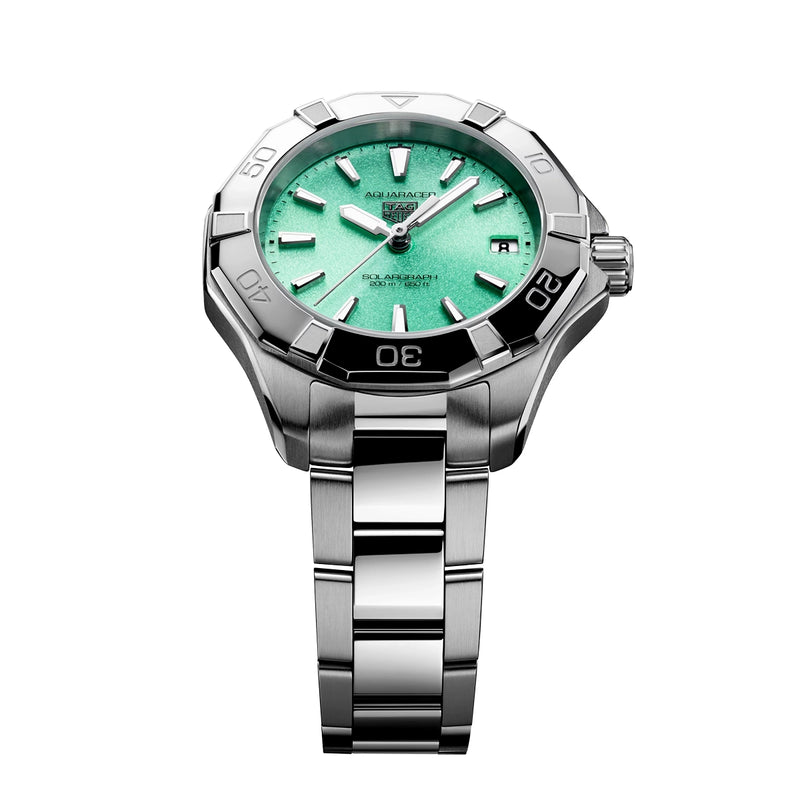 TAG Heuer Aquaracer Professional 200 Solargraph 34mm Turquoise Dial Watch - Berry's Jewellers
