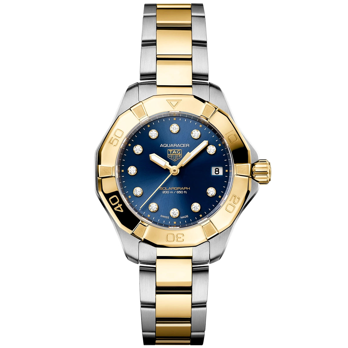 Aquaracer Professional 200 Solargraph Blue Diamond Dial Two-Tone Watch