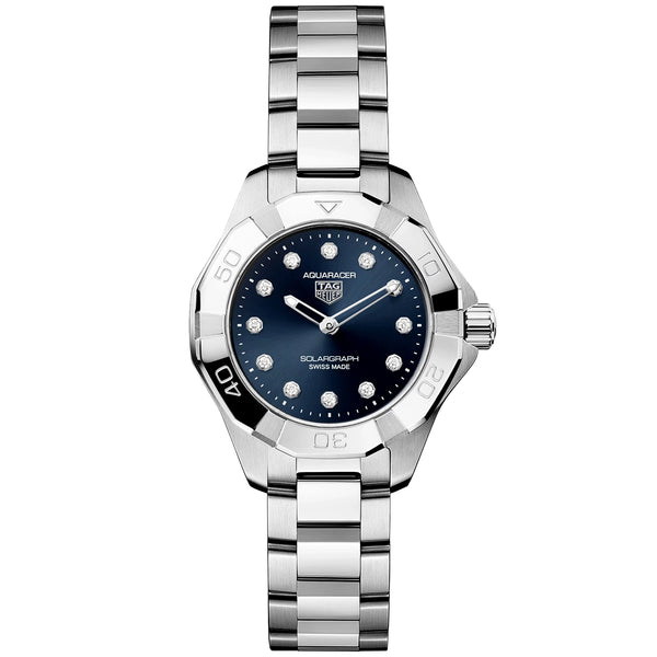 Aquaracer Professional 100 Solargraph 28mm Blue Diamond Dial Watch