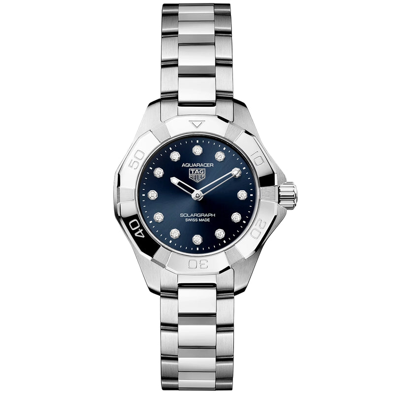 Aquaracer Professional 100 Solargraph 28mm Blue Diamond Dial Watch
