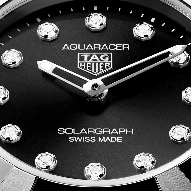 Aquaracer Professional 100 Solargraph 28mm Black Diamond Dial Watch